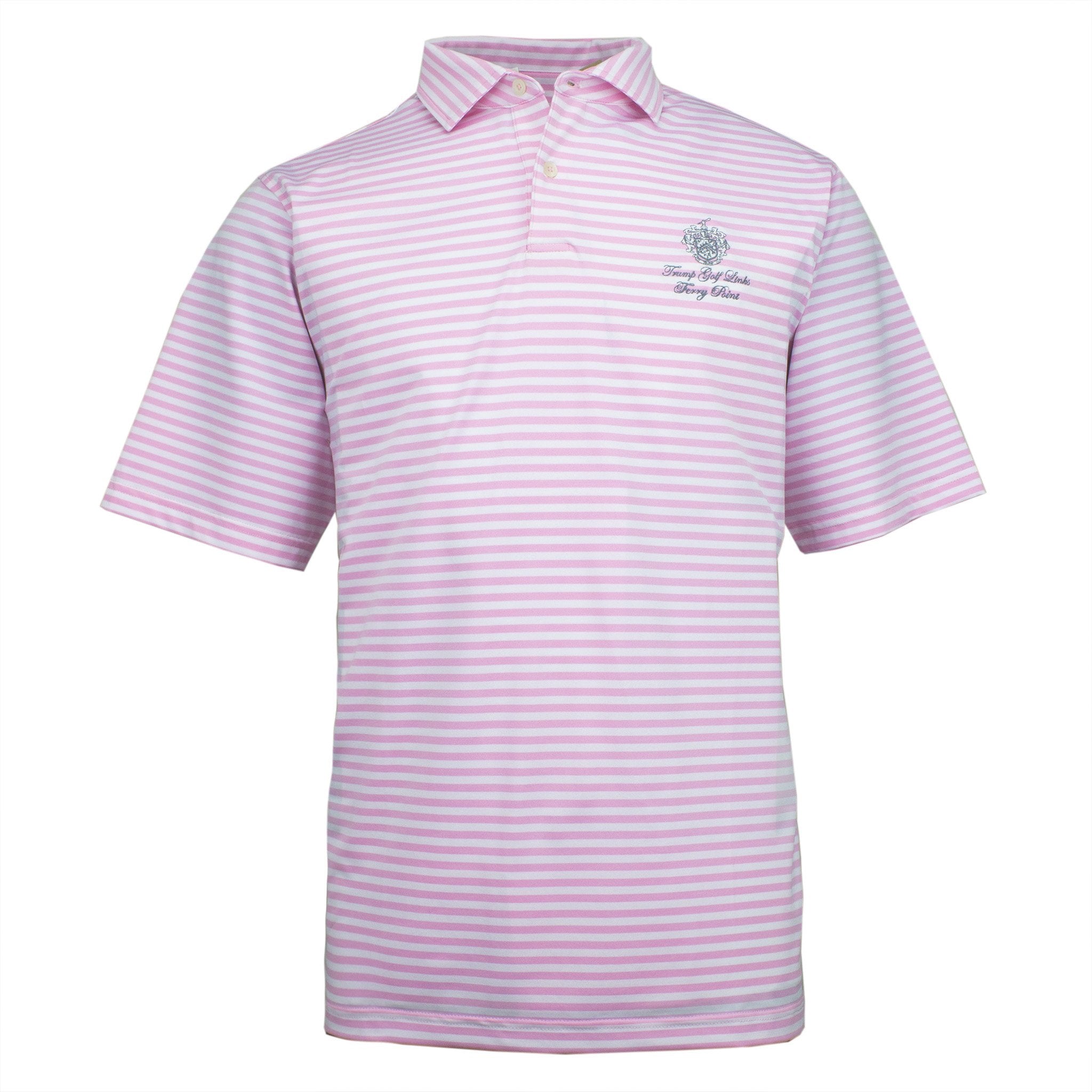 Trump Ferry Point Classic Stripe Tech Polo - Sugar Pink/ White